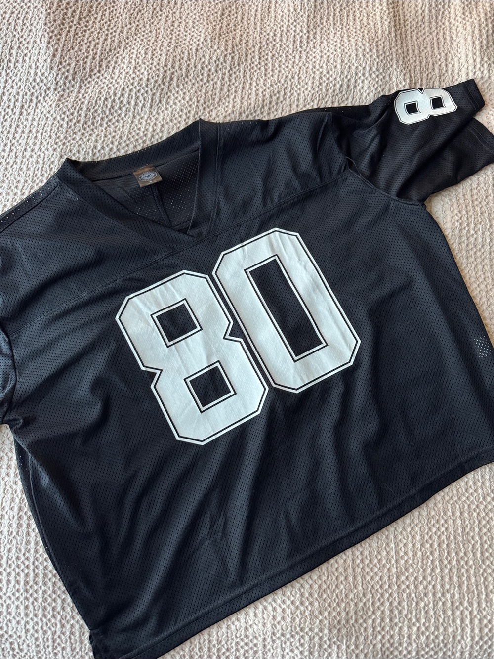 Pacsun Black Mesh Jersey with White '80' Graphic